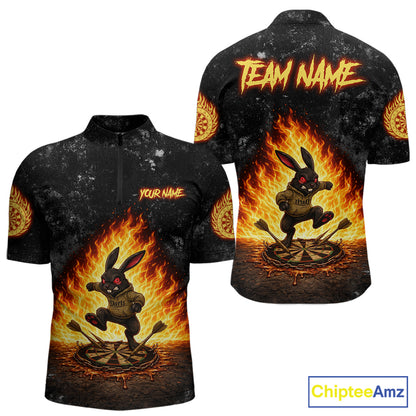 Crazy Rabbit Dartboard Fire Flame Darts Shirt For Men Custom Name & Team Grunge Dart Outfits Jerseys NYN3080