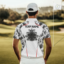 Load image into Gallery viewer, Black And White Skull Roses Golf Polo Shirts For Men Custom Golf Team Attire For Golfers NYN3256