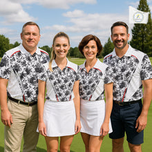 Load image into Gallery viewer, Black And White Skull Roses Golf Polo Shirts For Men Custom Golf Team Attire For Golfers NYN3256