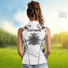 Load image into Gallery viewer, Black And White Skull Roses Golf Sleeveless Polo Shirts For Women Custom Golf Team Attire For Golfers NYN3256