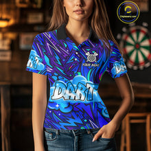 Load image into Gallery viewer, Comic Blast Dartboard Custom Blue Darts Shirt For Women - Name &amp; Team For Players NYN0570