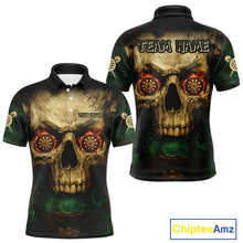 Load image into Gallery viewer, Yellow Skull Flaming Dartboard Darts Shirt For Men - Custom Name For Players NYN0573