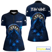 Load image into Gallery viewer, Blue Dark Lightning Wolf Dartboard Women&#39;s Darts Shirt - Custom Team Jersey NYN0577