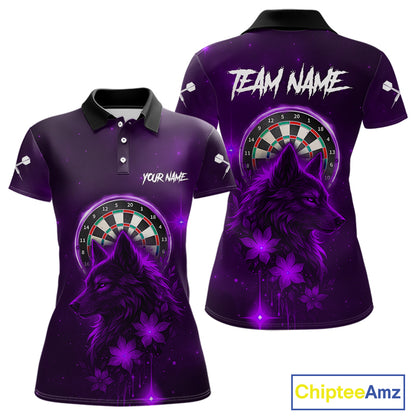 Purple Dark Lightning Wolf Dartboard Women's Darts Shirt - Custom Team Jersey NYN0578