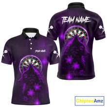 Load image into Gallery viewer, Purple Dark Lightning Wolf Dartboard Men's Darts Shirt - Custom Team Jersey NYN0578