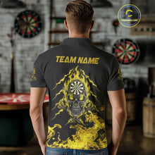Load image into Gallery viewer, Custom Yellow Flames Skull Dart Arrow Dart Men Polo Jerseys Flame Dart Team Shirt NYN1709
