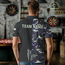 Load image into Gallery viewer, Black And Blue US Flag Digital Camo Skull Custom Men Darts Polo Shirt Dart Gifts NYN1985