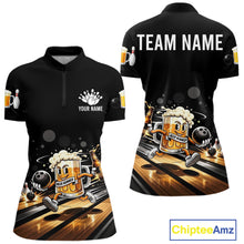 Load image into Gallery viewer, Personalized Beer Runner Funny Bowling Team Shirts For Women Bowling Polo &amp; 1/4-Zip Jersey NYN2724