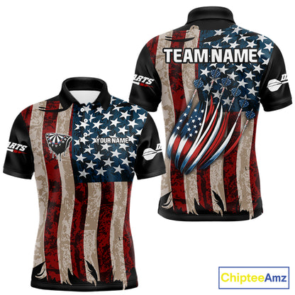 US Flag Dart Arrow & Dartboard Darts Polo Shirt For Men Custom Patriotic Dart Team Jerseys NYN2523