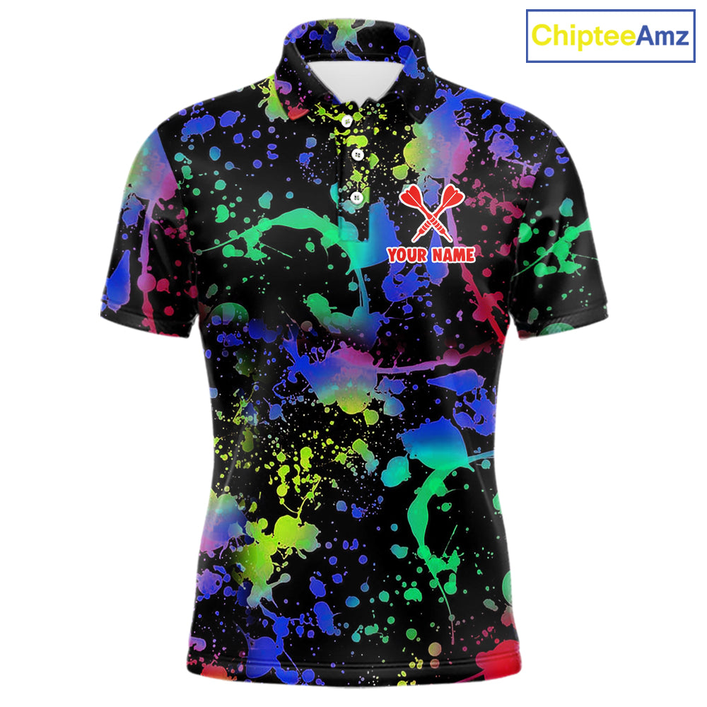 Heart Colorful Splatter Dartboard Men Darts Polo Shirt Custom Valentine Dart Couple Jerseys NYN2526