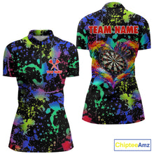 Load image into Gallery viewer, Heart Colorful Splatter Dartboard Women Darts Quarter-Zip Shirt Custom Valentine Dart Couple Jerseys NYN2526