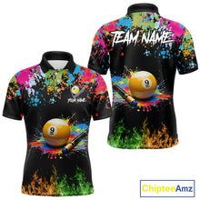 Load image into Gallery viewer, Colorful Paint &amp; Flame 9 Ball Billiard Shirt For Men Personalized Cue Billiard Team Shirt NYN3089