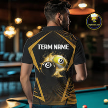 Load image into Gallery viewer, Custom 8 Ball &amp; 9 Ball Mens Billiard Shirt Personalized Thunder Yellow Billiard Pool Team Shirt NYN3091