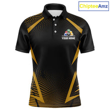 Load image into Gallery viewer, Custom 8 Ball &amp; 9 Ball Mens Billiard Shirt Personalized Thunder Yellow Billiard Pool Team Shirt NYN3091