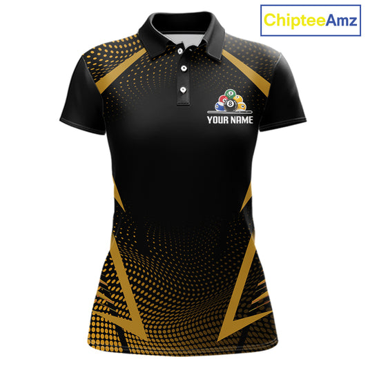 Custom 8 Ball & 9 Ball Women Billiard Shirt Personalized Thunder Yellow Billiard Pool Team Shirt NYN3091