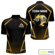 Load image into Gallery viewer, Custom 8 Ball &amp; 9 Ball Mens Billiard Shirt Personalized Thunder Yellow Billiard Pool Team Shirt NYN3091
