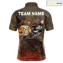 Load image into Gallery viewer, Funny Couple 8 Ball &amp; 9 Ball Cowboys Billiard Shirt For Men Custom Brown Camo Billiard Pool Team Shirt NYN3092