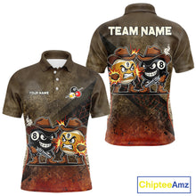 Load image into Gallery viewer, Funny Couple 8 Ball &amp; 9 Ball Cowboys Billiard Shirt For Men Custom Brown Camo Billiard Pool Team Shirt NYN3092