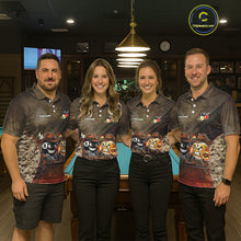 Load image into Gallery viewer, Funny Couple 8 Ball &amp; 9 Ball Cowboys Billiard Shirt For Men Custom Brown Camo Billiard Pool Team Shirt NYN3092