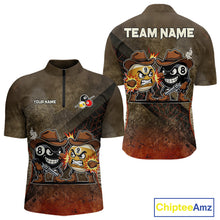 Load image into Gallery viewer, Funny Couple 8 Ball &amp; 9 Ball Cowboys Billiard Shirt For Men Custom Brown Camo Billiard Pool Team Shirt NYN3092