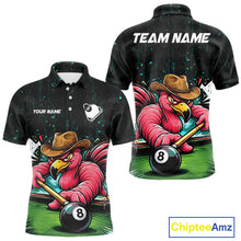 Load image into Gallery viewer, Funny Flamingo Play 8 Ball Pool Billiard Shirt For Men Custom Teal Splatter Billiard Pool Team Shirt NYN3093