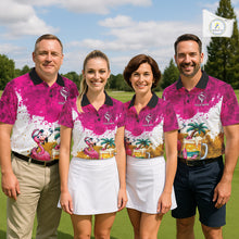 Load image into Gallery viewer, Yellow - Pink Grunge Mens Golf Polo Shirt Custom Flamingo Summer Tropical Golf Team Clothing NYN3263