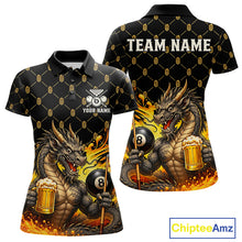 Load image into Gallery viewer, Beer Funny Dragon Play Pool 8 Ball women's billiard polo shirt custom billiards team jersey, personalized pool apparel