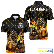 Load image into Gallery viewer, Beer Funny Dragon Play Pool 8 Ball men's billiard polo shirt custom billiards team jersey, personalized pool apparel