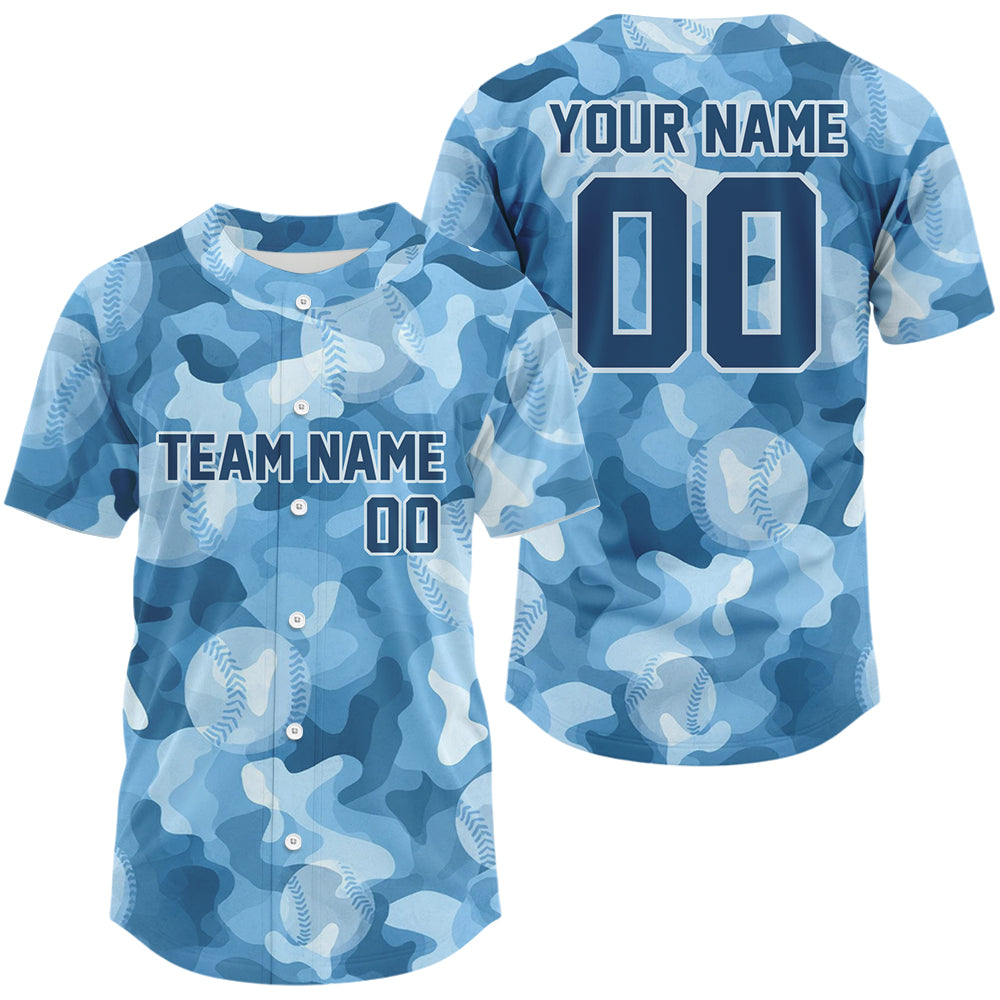Custom Camouflage Baseball Jersey For Men Personalized Youth Baseball Jerseys | Blue NYN1139