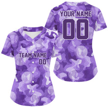 Load image into Gallery viewer, Custom Camouflage Baseball Jersey For Women Personalized Youth Baseball Jerseys | Purple NYN1140