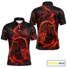 Load image into Gallery viewer, Custom Red Flames Grim Reaper Lightning Dart Men Polo Jerseys Outfits Dart Gifts NYN1719