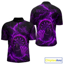 Load image into Gallery viewer, Custom Purple Flames Grim Reaper Lightning Dart Men 1/4-Zip Jerseys Outfits Dart Gifts NYN1720