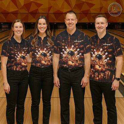Funny Beaver Bourbon Bowling Polo 1/4-Zip Bowling Shirt For Men Custom Vintage Bowling Team Jersey NYN4910