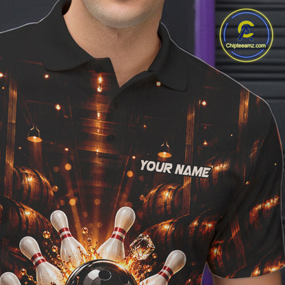 Funny Skunk Bourbon Bowling Polo 1/4-Zip Bowling Shirt For Men Custom Vintage Bowling Team Jersey NYN4911