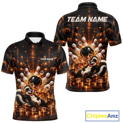 Funny Skunk Bourbon Bowling Polo 1/4-Zip Bowling Shirt For Men Custom Vintage Bowling Team Jersey NYN4911