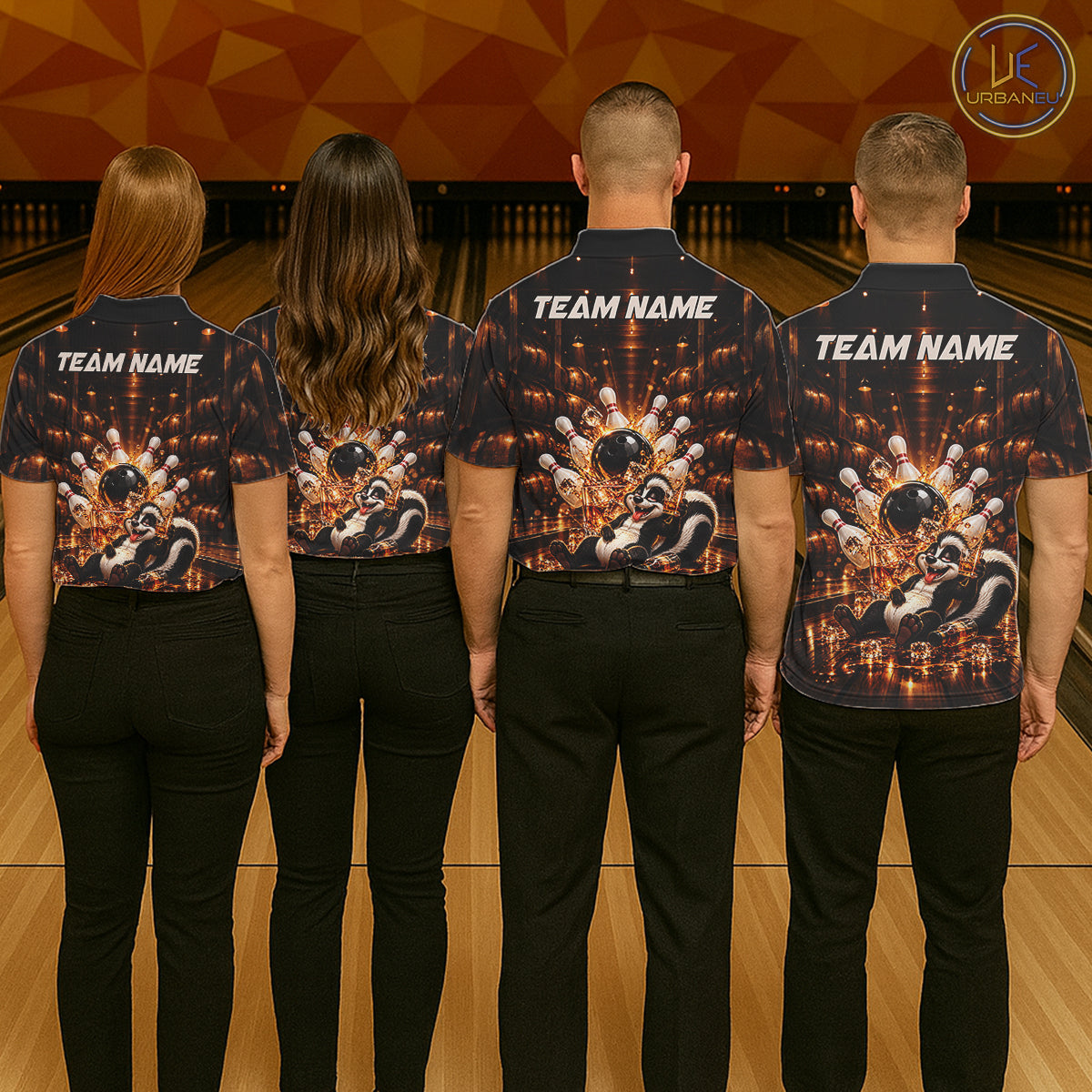 Funny Skunk Bourbon Bowling Polo 1/4-Zip Bowling Shirt For Men Custom Vintage Bowling Team Jersey NYN4911