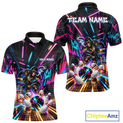 Custom Hiphop Gorilla Bowling Team Shirt For Men Funny Street Graffiti Bowling Tournament Jersey NYN4914