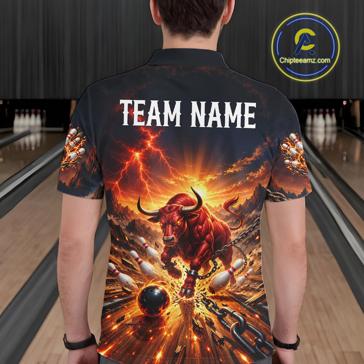Angry Bull Bowling Polo 1/4-Zip Shirt For Men Personalized Bowling Jersey Bull Bowling Team Shirts NYN4917