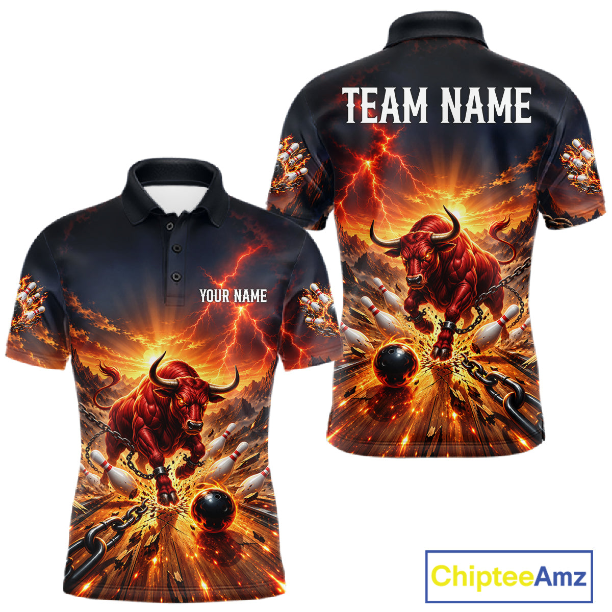 Angry Bull Bowling Polo 1/4-Zip Shirt For Men Personalized Bowling Jersey Bull Bowling Team Shirts NYN4917