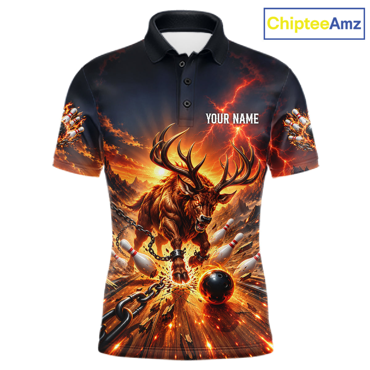 Angry Deer Bowling Polo 1/4-Zip Shirt For Men Personalized Bowling Jersey Deer Bowling Team Shirts NYN4918