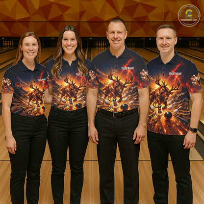 Angry Deer Bowling Polo 1/4-Zip Shirt For Men Personalized Bowling Jersey Deer Bowling Team Shirts NYN4918