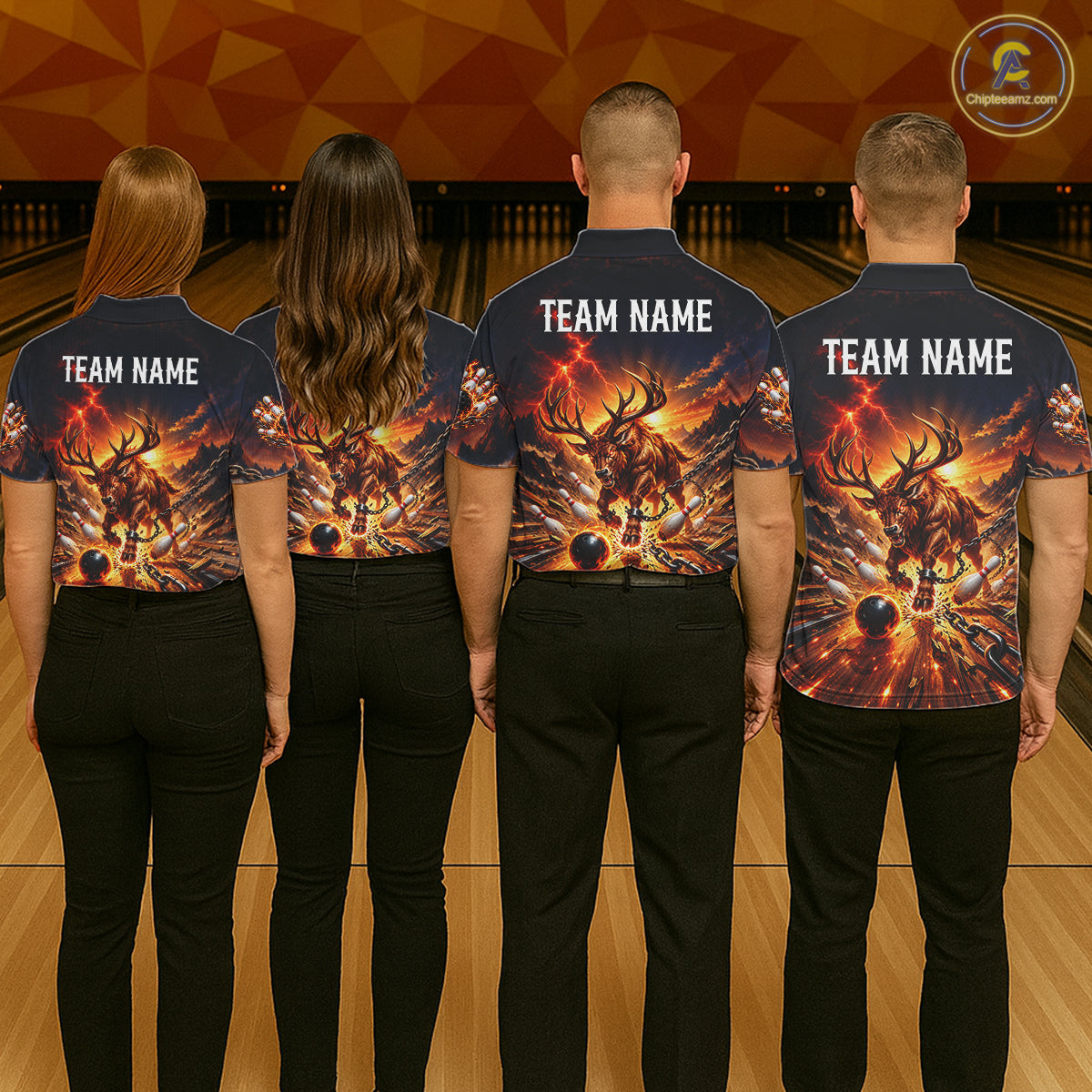 Angry Deer Bowling Polo 1/4-Zip Shirt For Men Personalized Bowling Jersey Deer Bowling Team Shirts NYN4918