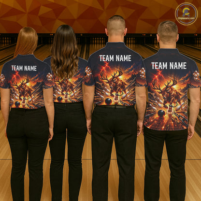 Angry Deer Bowling Polo 1/4-Zip Shirt For Men Personalized Bowling Jersey Deer Bowling Team Shirts NYN4918