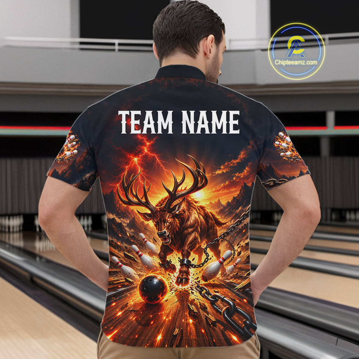 Angry Deer Bowling Polo 1/4-Zip Shirt For Men Personalized Bowling Jersey Deer Bowling Team Shirts NYN4918