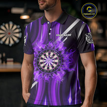 Load image into Gallery viewer, Custom Purple Flames Dartboard Flower Men Darts Polo Shirt Dart Team Jersey Gifts NYN1987