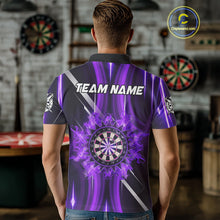 Load image into Gallery viewer, Custom Purple Flames Dartboard Flower Men Darts Polo Shirt Dart Team Jersey Gifts NYN1987