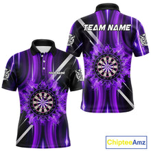 Load image into Gallery viewer, Custom Purple Flames Dartboard Flower Men Darts Polo Shirt Dart Team Jersey Gifts NYN1987
