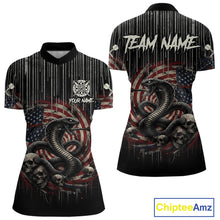 Load image into Gallery viewer, Custom US Flag Cobra Skull Swirl Vintage Women Darts Quarter-Zip Shirt Retro Dart Jersey Gifts NYN1988