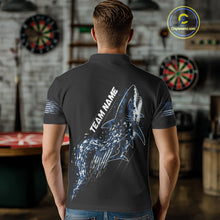 Load image into Gallery viewer, Custom Black And Blue US Flag Digital Camo Shark Darts Polo Shirt For Men Dart Gifts NYN1994