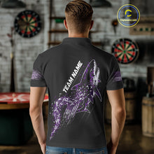 Load image into Gallery viewer, Custom Black And Purple US Flag Digital Camo Shark Darts Polo Shirt For Men Dart Gifts NYN1995